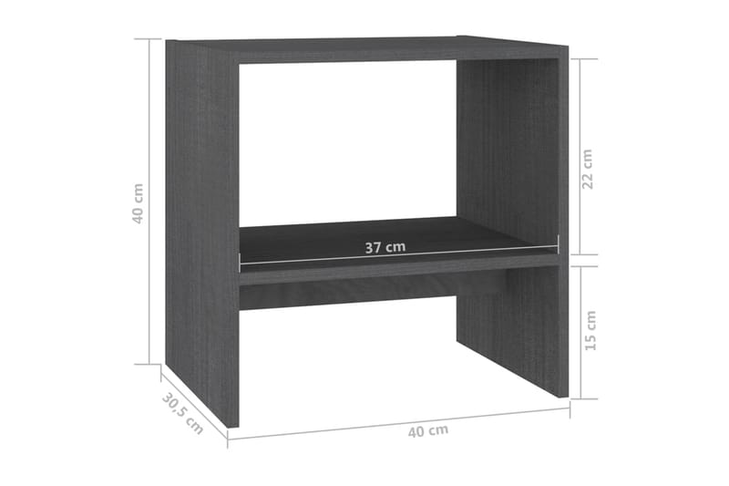 sengeskabe 2 stk. 40x30,5x40 cm massivt fyrretræ grå - Grå - Sengebord