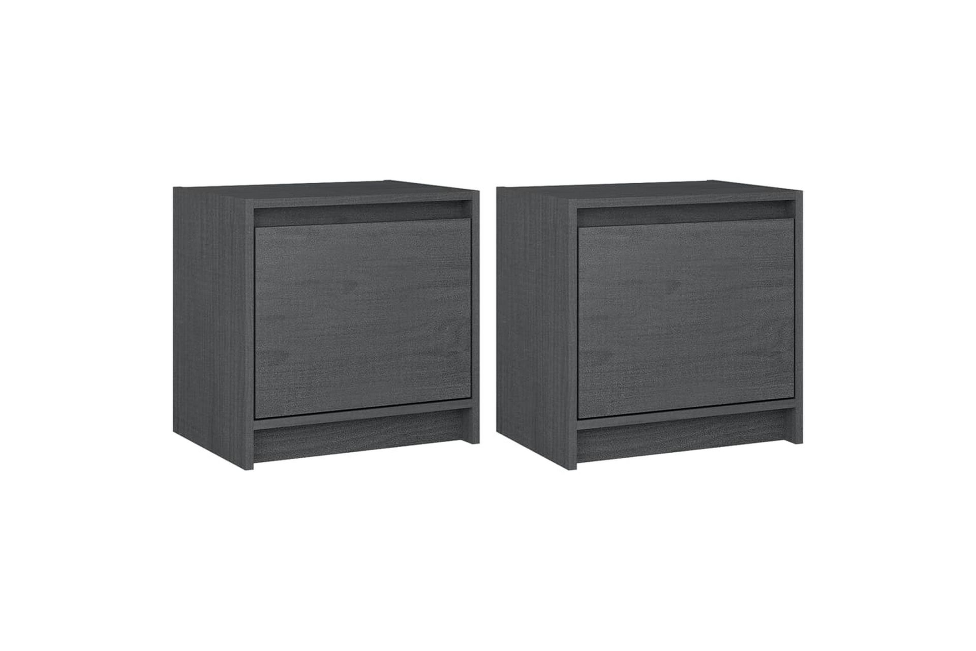 sengeskabe 2 stk. 40x30,5x40 cm massivt fyrretræ grå - Grå - Møbler - Borde - Aflastningsbord - Sengebord