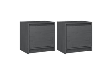 sengeskabe 2 stk. 40x30,5x40 cm massivt fyrretræ grå - Grå - Møbler - Borde - Aflastningsbord - Sengebord