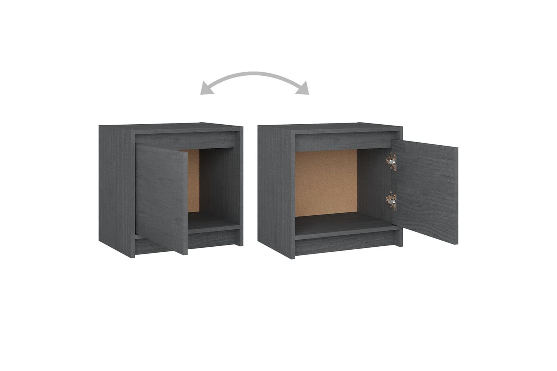 sengeskabe 2 stk. 40x30,5x40 cm massivt fyrretræ grå - Grå - Møbler - Borde - Aflastningsbord - Sengebord