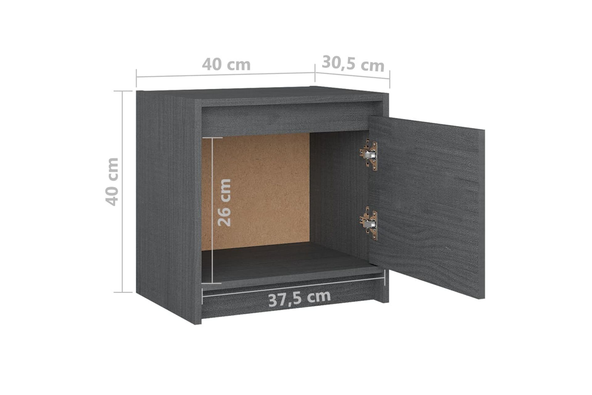 sengeskabe 2 stk. 40x30,5x40 cm massivt fyrretræ grå - Grå - Møbler - Borde - Aflastningsbord - Sengebord