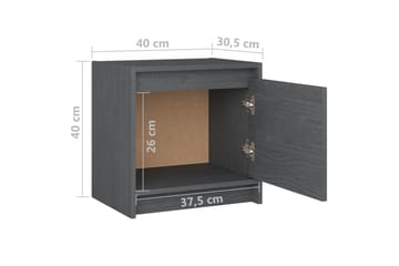 sengeskabe 2 stk. 40x30,5x40 cm massivt fyrretræ grå - Grå - Møbler - Borde - Aflastningsbord - Sengebord