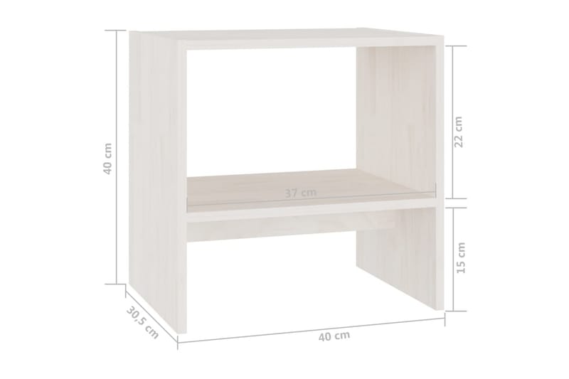 sengeskabe 2 stk. 40x30,5x40 cm massivt fyrretræ hvid - Hvid - Sengebord