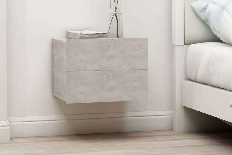 Sengeskabe 2 stk. 40x30x30 cm Spånplade Betongrå - Grå - Møbler - Borde - Aflastningsbord - Sengebord