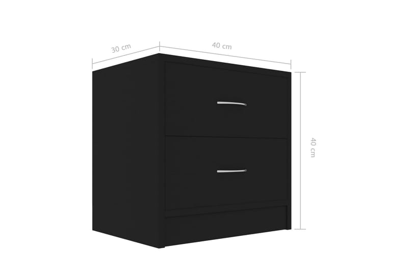 Sengeskabe 2 stk. 40x30x40 cm Spånplade Sort - Sort - Møbler - Borde - Aflastningsbord - Sengebord