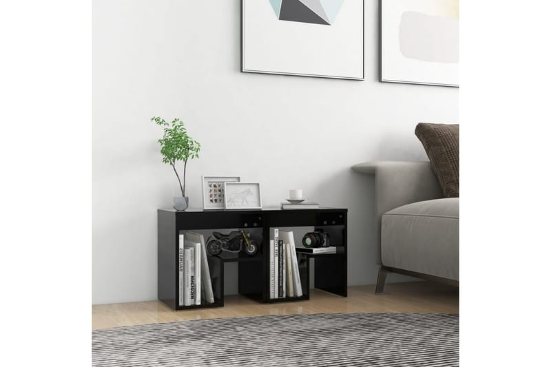 sengeskabe 2 stk. 40x30x40 cm spånplade sort - Sort - Møbler - Borde - Aflastningsbord - Sengebord
