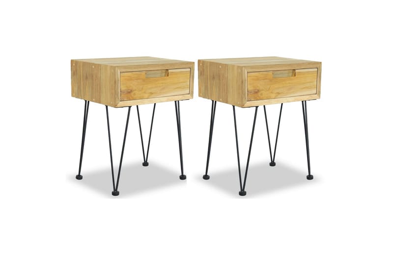 sengeskabe 2 stk. 40x30x50 cm massivt teaktræ - Brun - Møbler - Borde - Aflastningsbord - Sengebord
