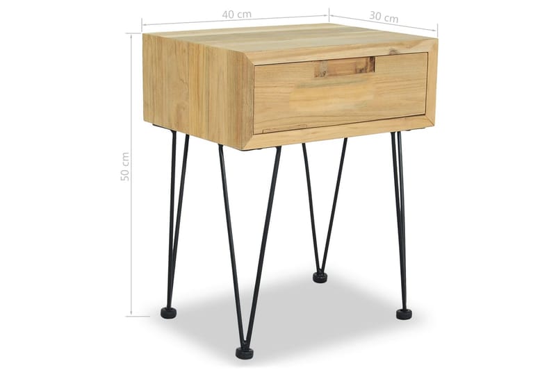 sengeskabe 2 stk. 40x30x50 cm massivt teaktræ - Brun - Møbler - Borde - Aflastningsbord - Sengebord