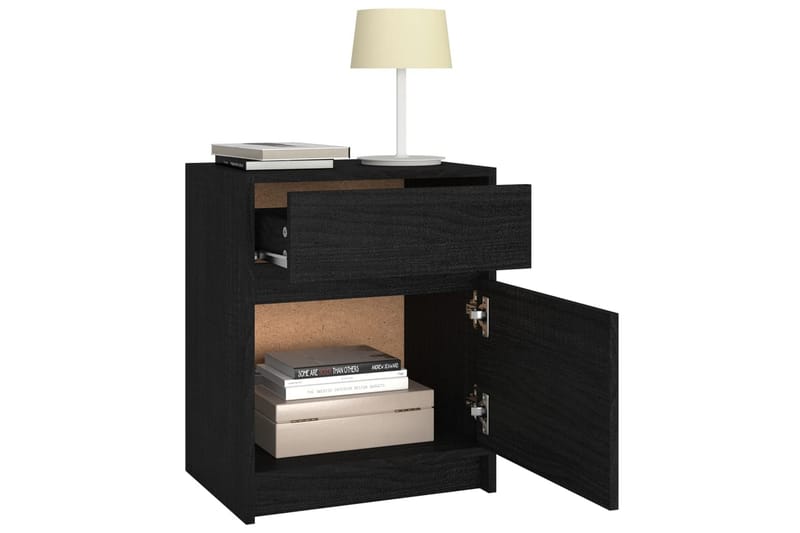 sengeskabe 2 stk. 40x31x50 cm massivt fyrretræ sort - Sort - Møbler - Borde - Aflastningsbord - Sengebord