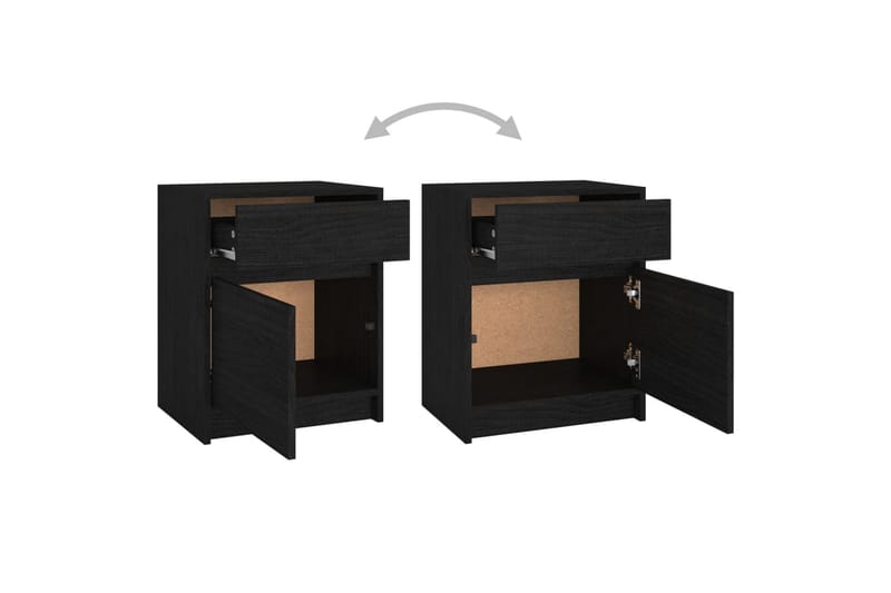 sengeskabe 2 stk. 40x31x50 cm massivt fyrretræ sort - Sort - Møbler - Borde - Aflastningsbord - Sengebord
