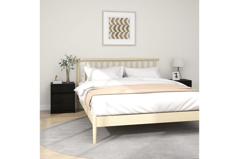 sengeskabe 2 stk. 40x31x50 cm massivt fyrretræ sort - Sort - Møbler - Borde - Aflastningsbord - Sengebord