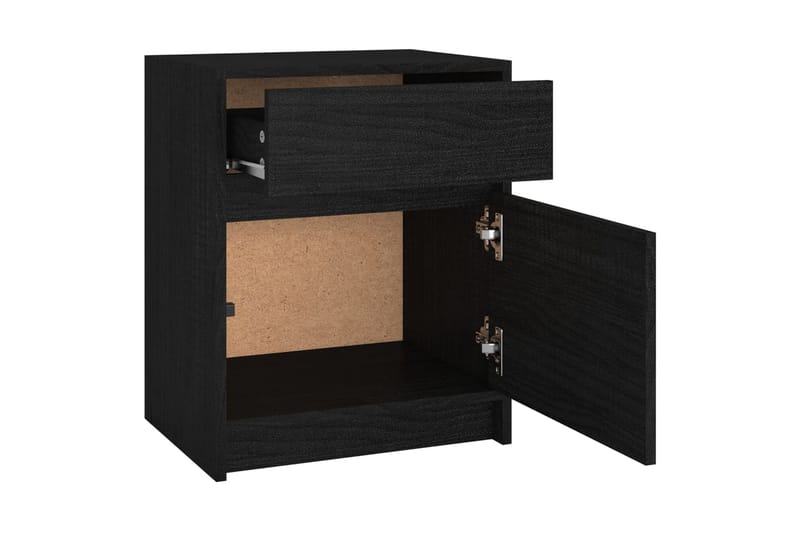 sengeskabe 2 stk. 40x31x50 cm massivt fyrretræ sort - Sort - Møbler - Borde - Aflastningsbord - Sengebord