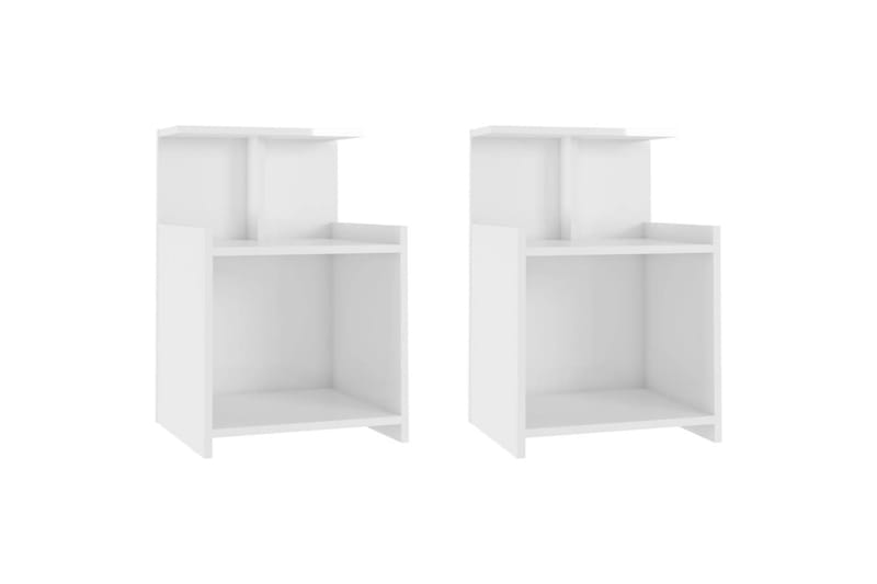 sengeskabe 2 stk. 40x35x60 cm hvid højglans - Hvid - Møbler - Borde - Aflastningsbord - Sengebord