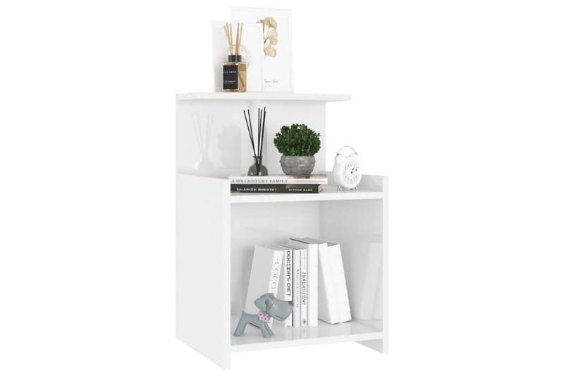 sengeskabe 2 stk. 40x35x60 cm hvid højglans - Hvid - Møbler - Borde - Aflastningsbord - Sengebord
