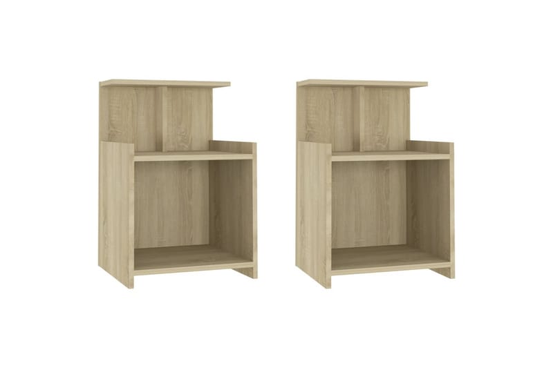 sengeskabe 2 stk. 40x35x60 cm spånplade sonoma-eg - Brun - Møbler - Borde - Aflastningsbord - Sengebord
