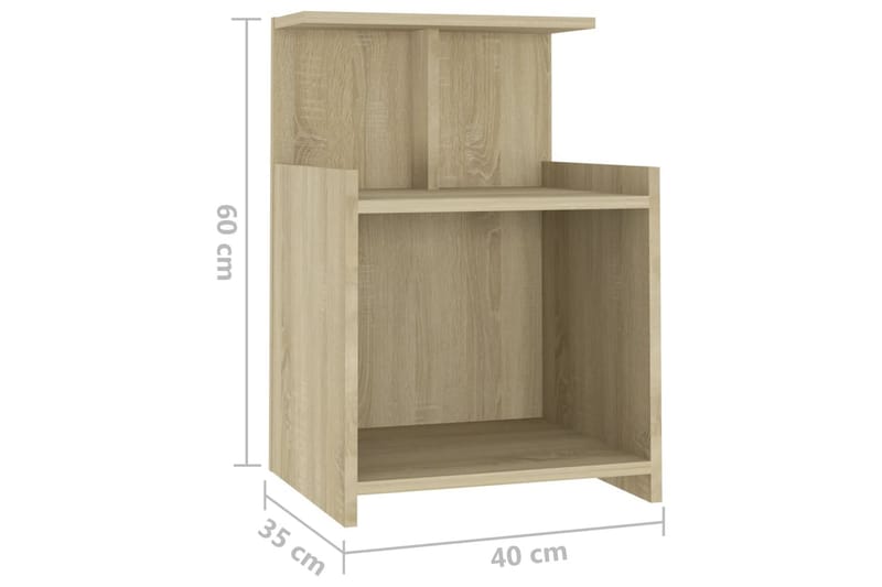 sengeskabe 2 stk. 40x35x60 cm spånplade sonoma-eg - Brun - Møbler - Borde - Aflastningsbord - Sengebord