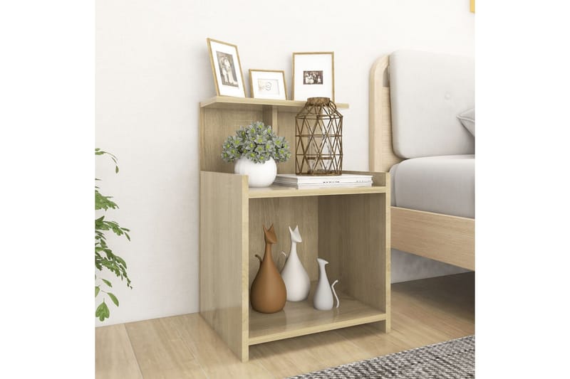 sengeskabe 2 stk. 40x35x60 cm spånplade sonoma-eg - Brun - Møbler - Borde - Aflastningsbord - Sengebord