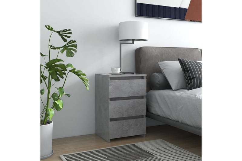 sengeskabe 2 stk. 40x35x62,5 cm spånplade betongrå - Grå - Møbler - Borde - Aflastningsbord - Sengebord