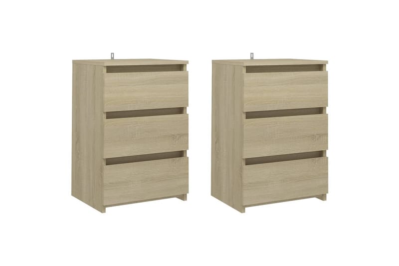 sengeskabe 2 stk. 40x35x62,5 cm spånplade sonoma-eg - Brun - Møbler - Borde - Aflastningsbord - Sengebord