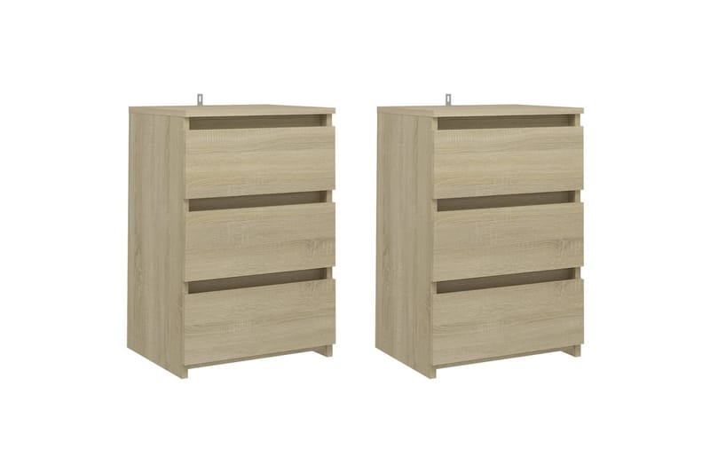 sengeskabe 2 stk. 40x35x62,5 cm spånplade sonoma-eg - Brun - Sengebord