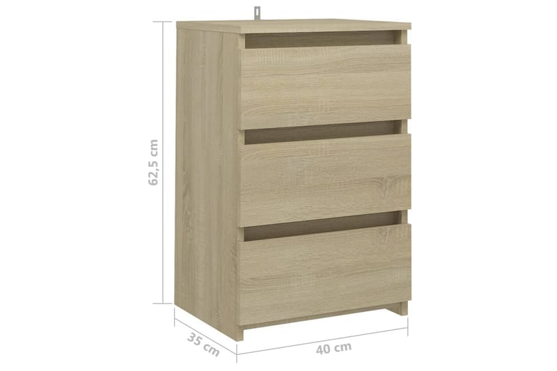 sengeskabe 2 stk. 40x35x62,5 cm spånplade sonoma-eg - Brun - Sengebord