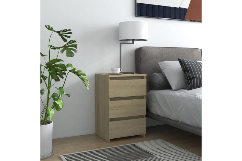 sengeskabe 2 stk. 40x35x62,5 cm spånplade sonoma-eg - Brun - Sengebord