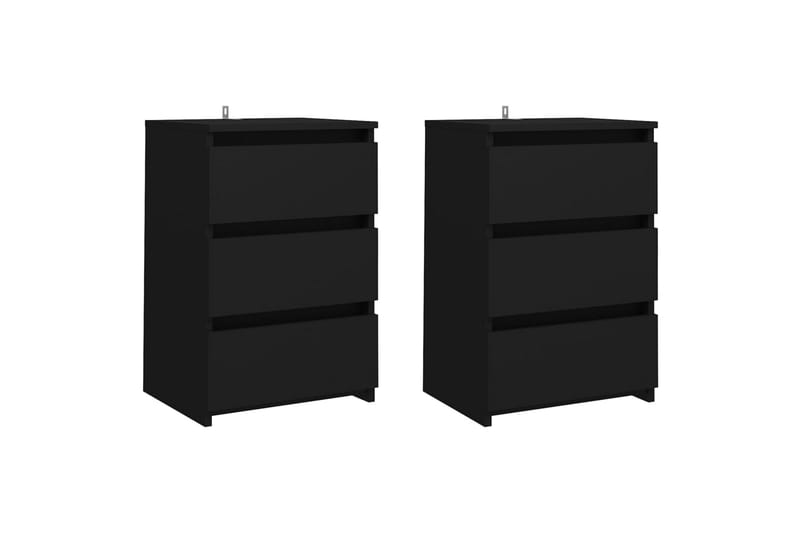 sengeskabe 2 stk. 40x35x62,5 cm spånplade sort - Sort - Møbler - Borde - Aflastningsbord - Sengebord