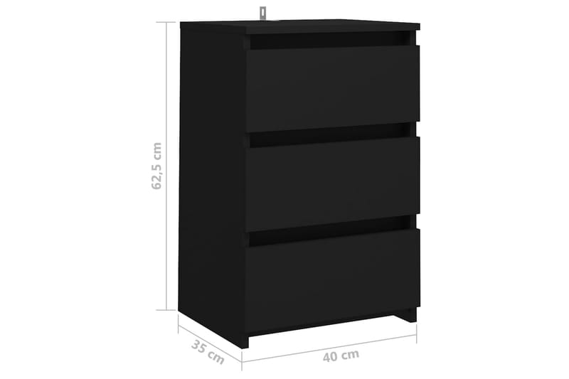 sengeskabe 2 stk. 40x35x62,5 cm spånplade sort - Sort - Møbler - Borde - Aflastningsbord - Sengebord