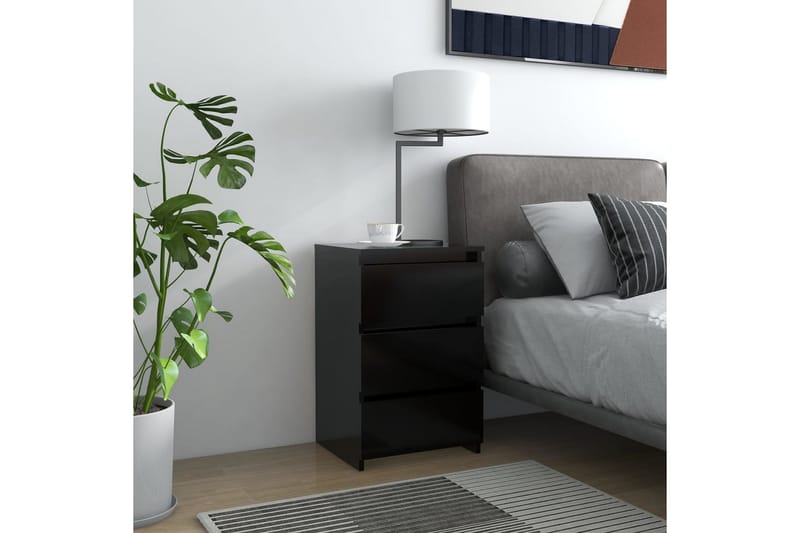 sengeskabe 2 stk. 40x35x62,5 cm spånplade sort - Sort - Møbler - Borde - Aflastningsbord - Sengebord