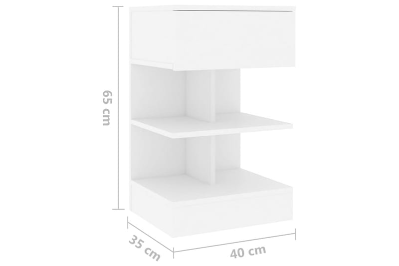 sengeskabe 2 stk. 40x35x65 cm spånplade hvid - Hvid - Sengebord