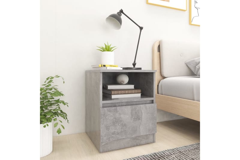 sengeskabe 2 stk. 40x40x50 cm spånplade betongrå - Grå - Møbler - Borde - Aflastningsbord - Sengebord