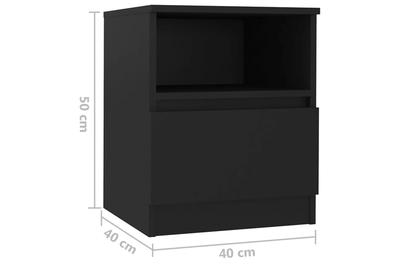 sengeskabe 2 stk. 40x40x50 cm spånplade sort - Sort - Møbler - Borde - Aflastningsbord - Sengebord