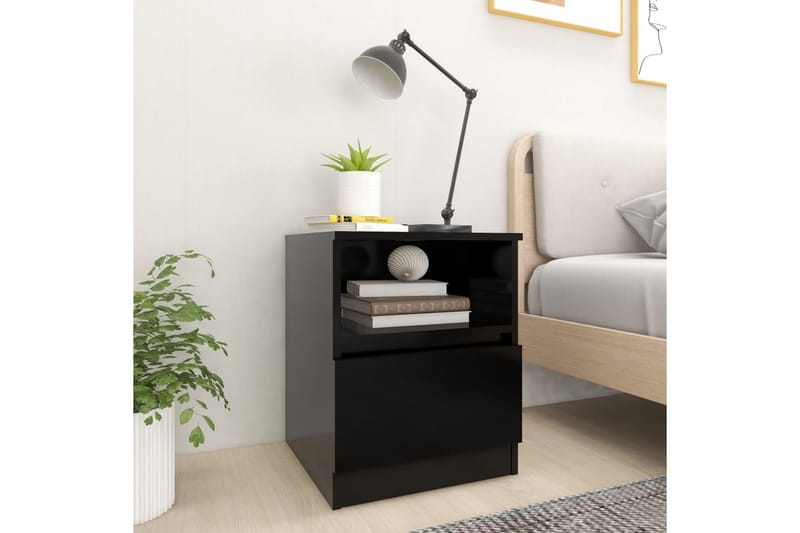 sengeskabe 2 stk. 40x40x50 cm spånplade sort - Sort - Møbler - Borde - Aflastningsbord - Sengebord
