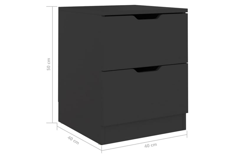 sengeskabe 2 stk. 40x40x50 cm spånplade sort - Sort - Møbler - Borde - Aflastningsbord - Sengebord