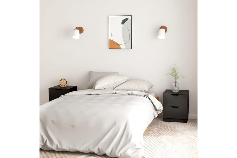 sengeskabe 2 stk. 40x40x50 cm spånplade sort - Sort - Møbler - Borde - Aflastningsbord - Sengebord