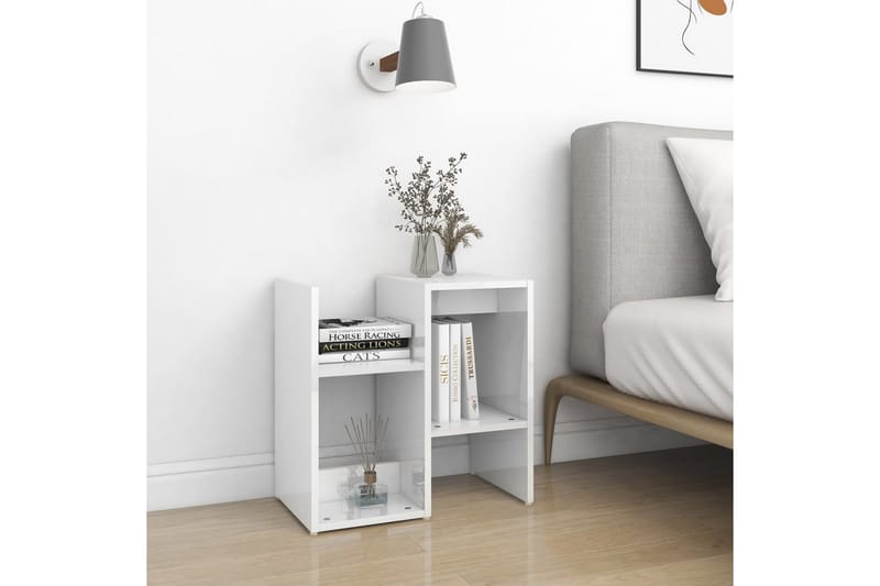 sengeskabe 2 stk. 50x30x51,5 cm spånplade hvid højglans - Hvid - Møbler - Borde - Aflastningsbord - Sengebord