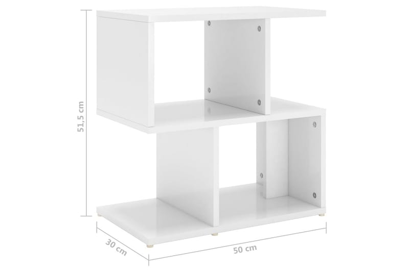 sengeskabe 2 stk. 50x30x51,5 cm spånplade hvid højglans - Hvid - Sengebord