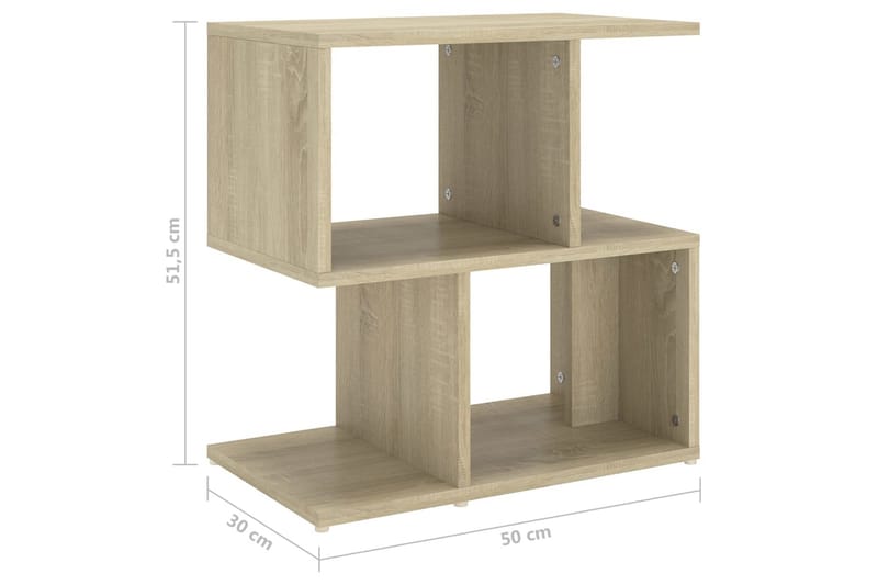 sengeskabe 2 stk. 50x30x51,5 cm spånplade sonoma-eg - Brun - Sengebord