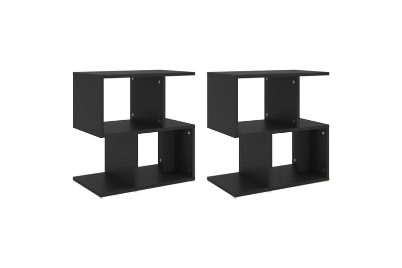 sengeskabe 2 stk. 50x30x51,5 cm spånplade sort - Sort - Møbler - Borde - Aflastningsbord - Sengebord