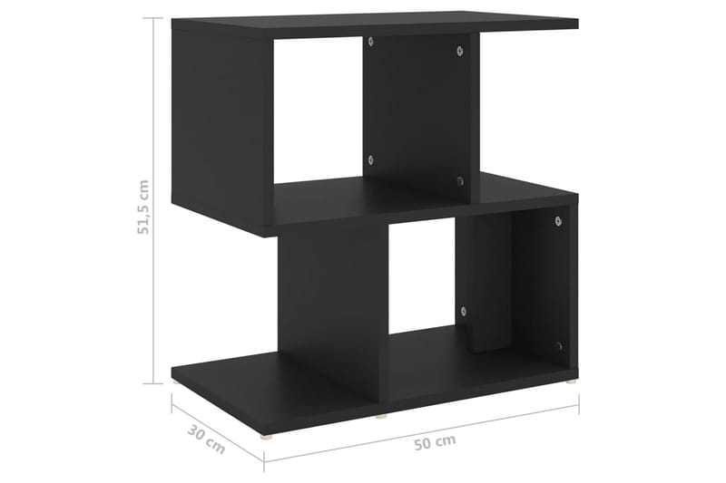 sengeskabe 2 stk. 50x30x51,5 cm spånplade sort - Sort - Møbler - Borde - Aflastningsbord - Sengebord