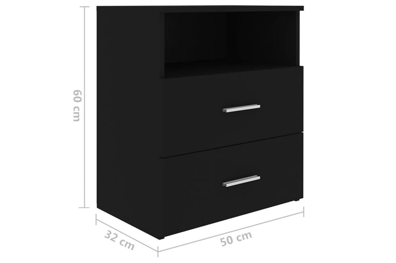 sengeskabe 2 stk. 50x32x60 cm sort - Sort - Sengebord