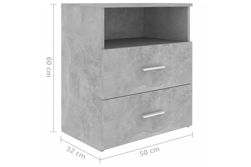 sengeskabe 2 stk. 50x32x60cm betongrå - Grå - Sengebord