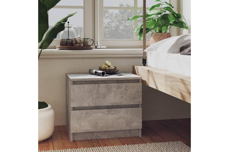sengeskabe 2 stk. 50x39x43,5 cm spånplade betongrå - Grå - Sengebord