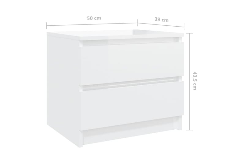 sengeskabe 2 stk. 50x39x43,5 cm spånplade hvid højglans - Hvid - Møbler - Borde - Aflastningsbord - Sengebord