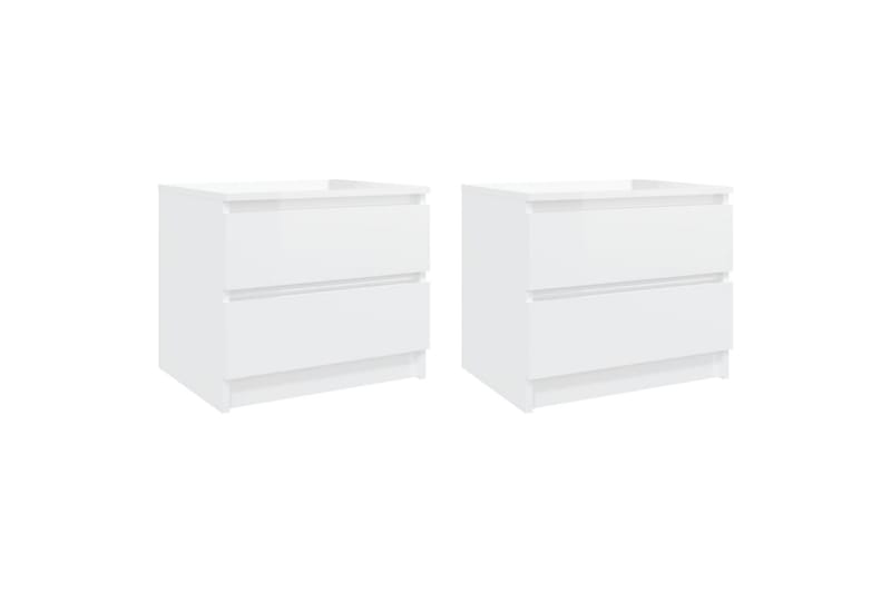 sengeskabe 2 stk. 50x39x43,5 cm spånplade hvid højglans - Hvid - Møbler - Borde - Aflastningsbord - Sengebord