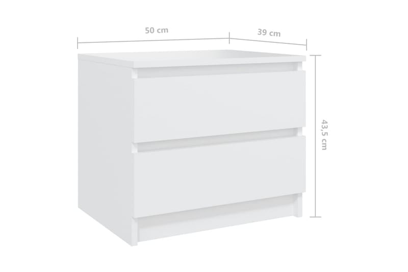 sengeskabe 2 stk. 50x39x43,5 cm spånplade hvid - Hvid - Sengebord