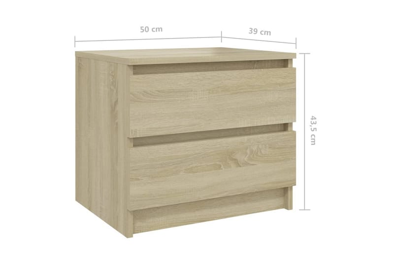 sengeskabe 2 stk. 50x39x43,5 cm spånplade sonoma-eg - Brun - Møbler - Borde - Aflastningsbord - Sengebord