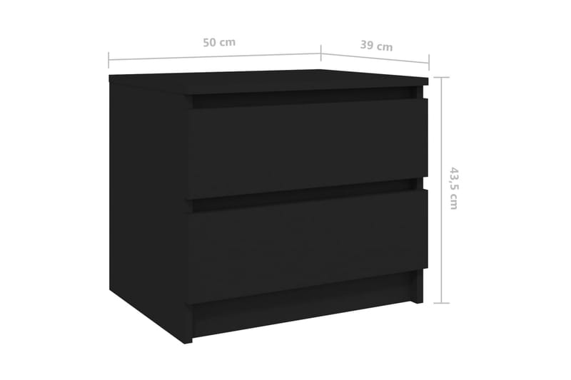 sengeskabe 2 stk. 50x39x43,5 cm spånplade sort - Sort - Sengebord