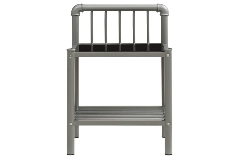 sengeskabe 2 stk. metal og glas grå og sort - Møbler - Borde - Aflastningsbord - Sengebord
