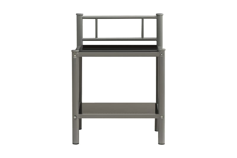 sengeskabe 2 stk. metal og glas grå og sort - Møbler - Borde - Aflastningsbord - Sengebord